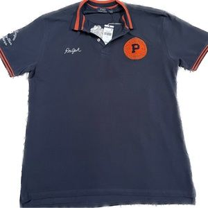 Polo Ralph Lauren Navy Blue Collared Tiger Basketball Short Sleeve Shirt XXL